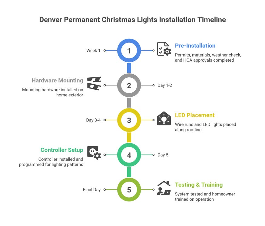Denver Permanent Christmas Lights Installation Timeline