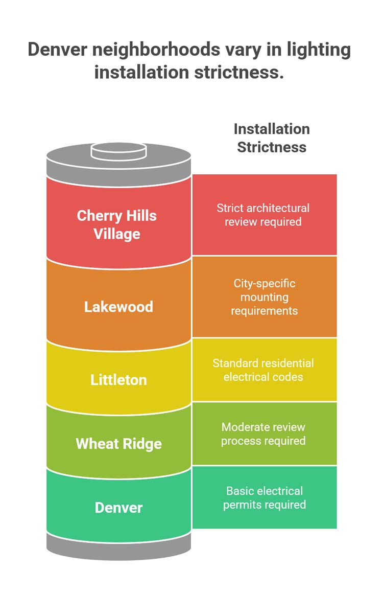 Denver neighborhoods vary in lighting installation strictness.